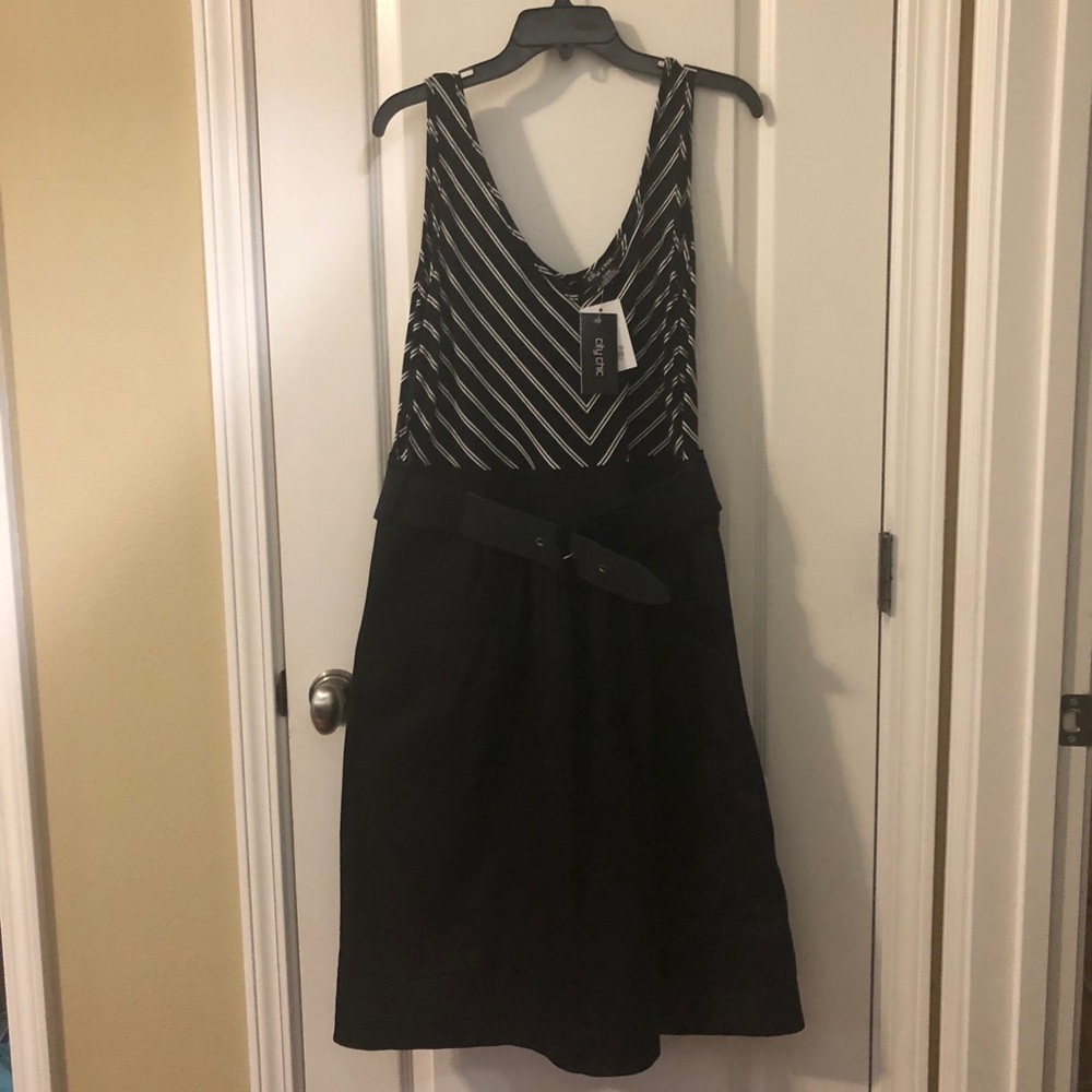 City Chic Black Striped Dress